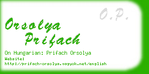 orsolya prifach business card